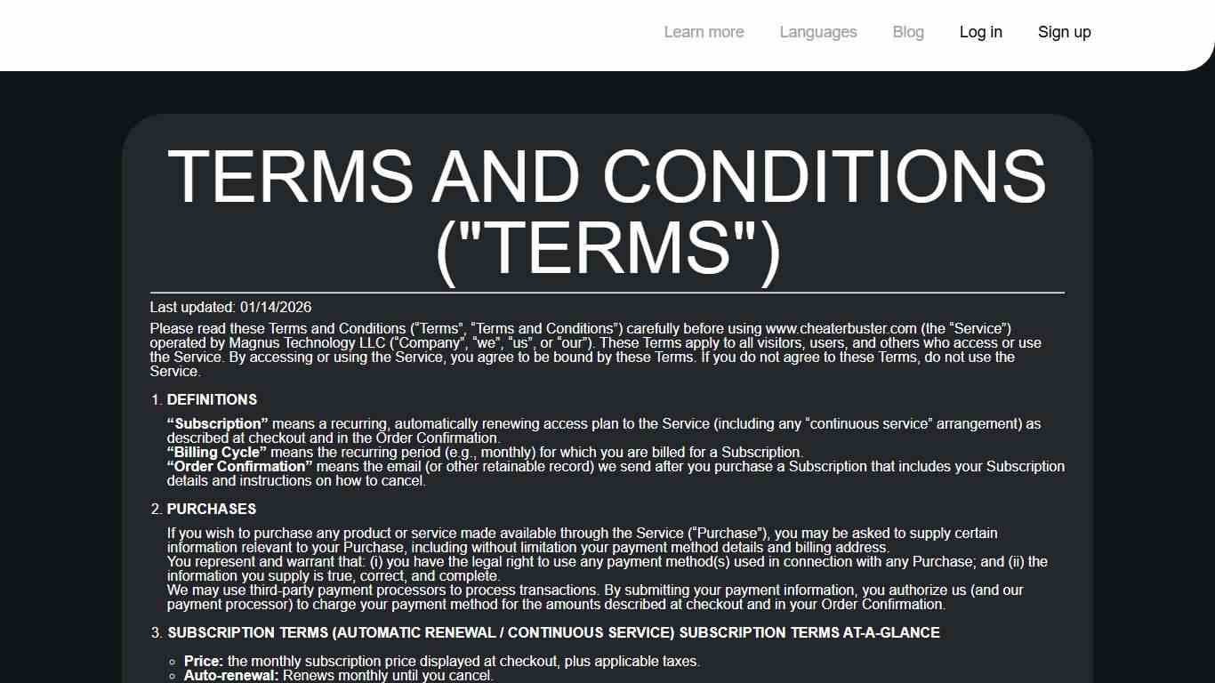 Terms & Conditions Cheaterbuster - Find anyone on Tinder